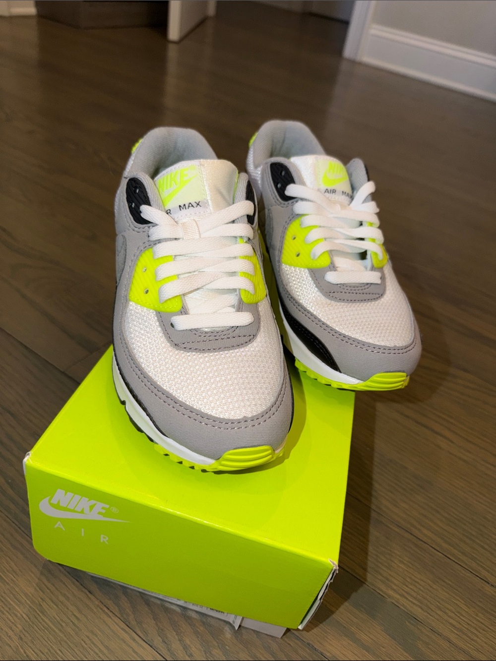 Nike Kids Sneakers - White, Gray & Neon Yellow Accents